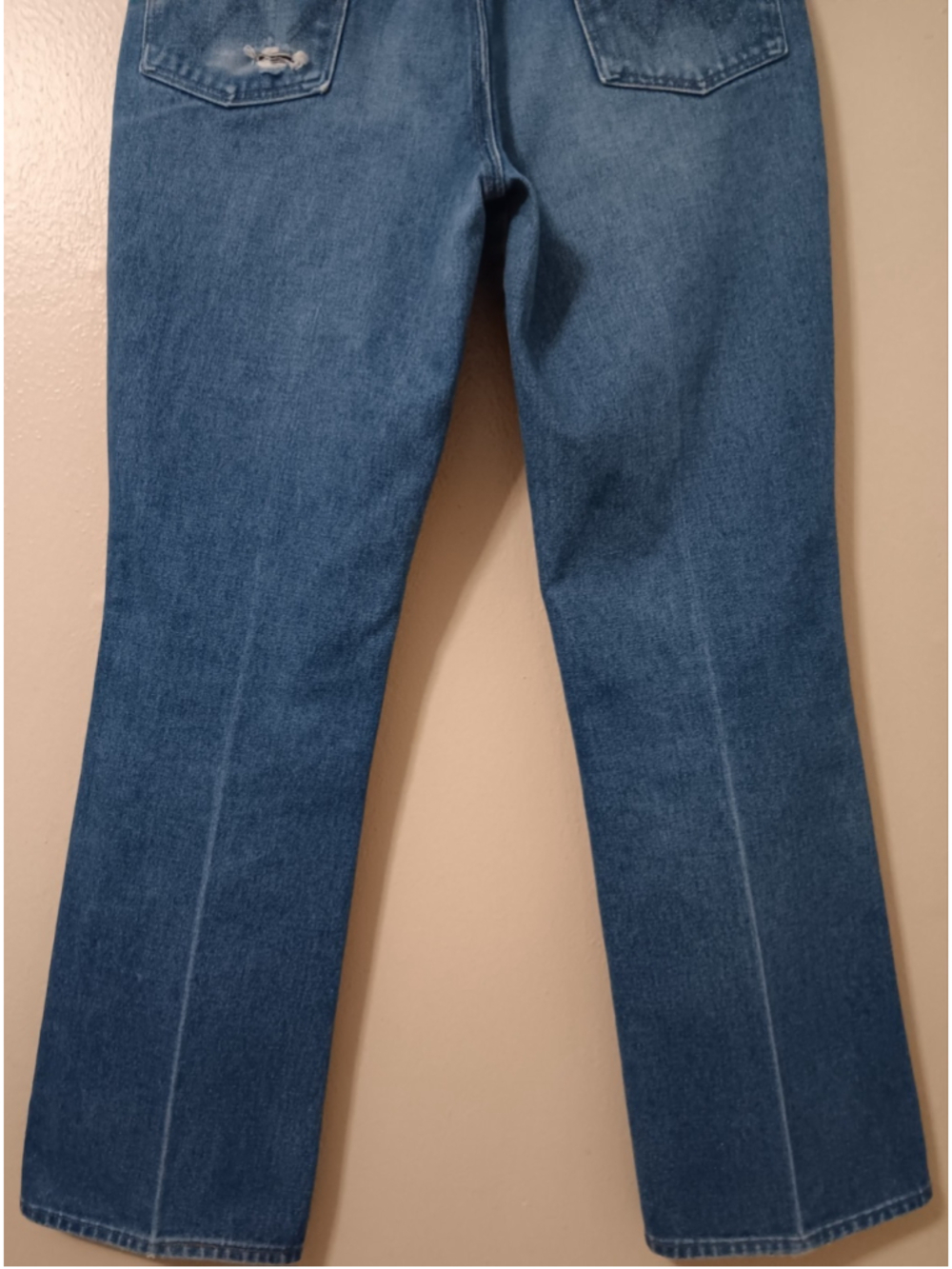 VTG 70s 80s Wrangler Men's 31x31 Blue Jeans 945DEN Reg Fit Bootcut USA *Distress - Picture 3 of 12